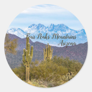 Vier Gipfel Mts Winter, Arizona 3" Stickers 6 Pack
