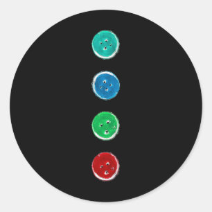 Vier Groovy Tasten Blue Cat Fun Halloween Custom Runder Aufkleber