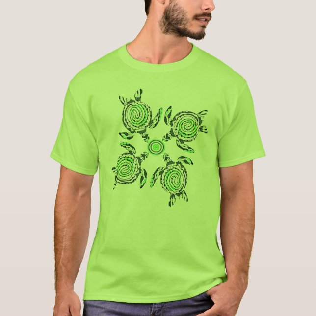 Vier grüne Schildkröten Kunst, T-Shirt (Vorderseite)