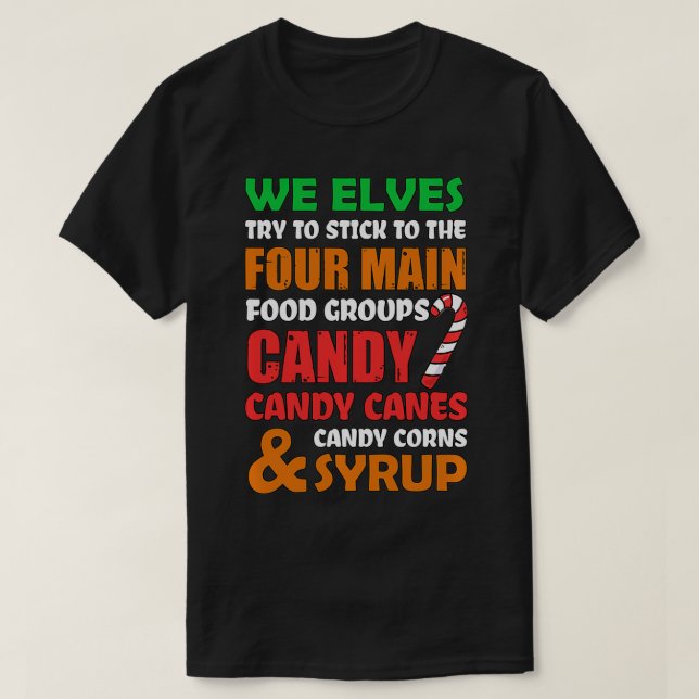 Vier Hauptnahrungsgruppen Elf Weihnachtsfamilie m T-Shirt (Design vorne)