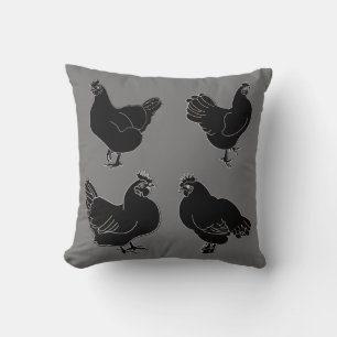 Vier Hennen~Silhouette~Muster Kissen
