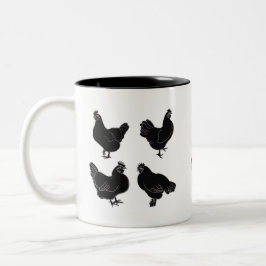 Vier Hennen~Silhouette~Muster Zweifarbige Tasse