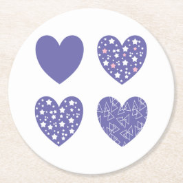 Vier Herzen Runder Pappuntersetzer
