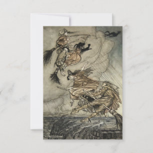 Vier Hexen "Up the Chimney" von Arthur Rackam Dankeskarte