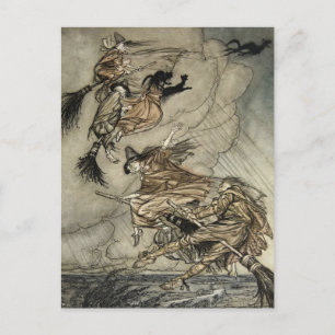 Vier Hexen "Up The Chimney" von Arthur Rackam Postkarte