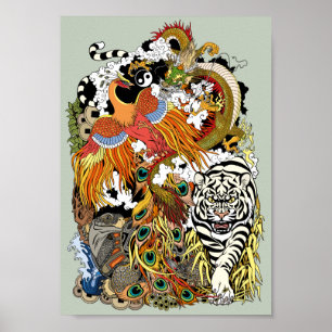vier Himmelstiere Poster