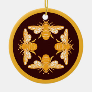 Vier Honigbienen im Kreis Keramik Ornament
