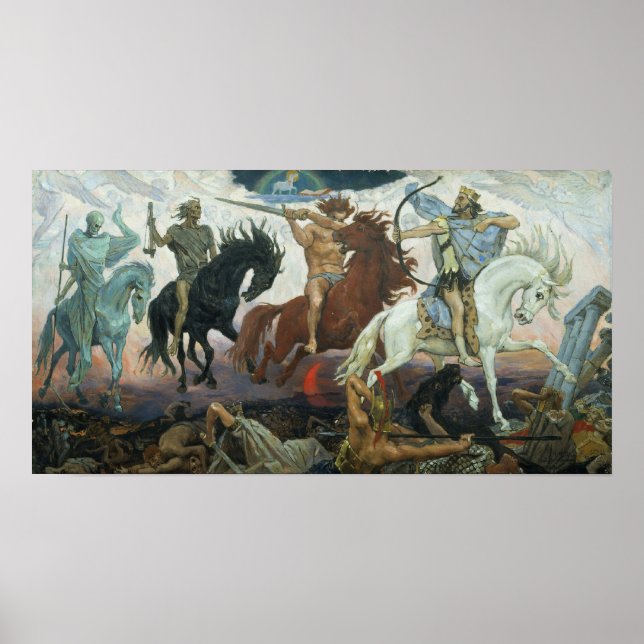 Vier Horssamen der Apokalypse von Viktor Vasnetsov Poster (Vorne)