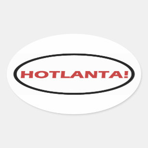 VIER "HOTLANTA!" OVALER AUFKLEBER