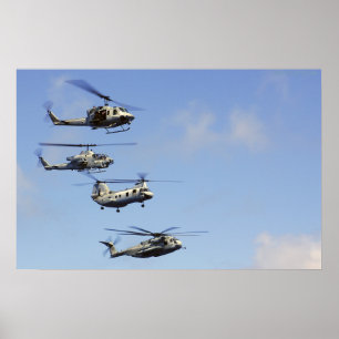 Vier Hubschrauber Poster