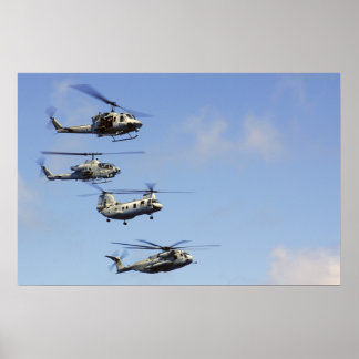 Vier Hubschrauber Poster