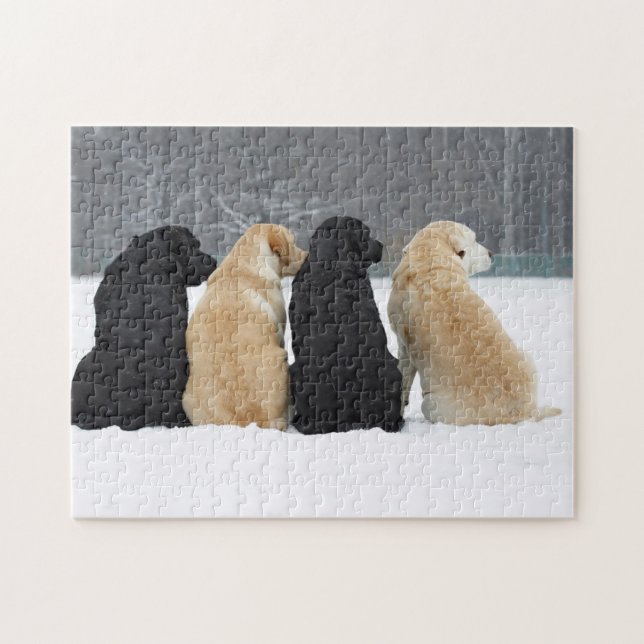 Vier Hunde im Schnee Puzzle (Horizontal)