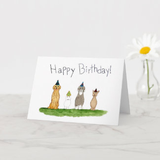 Vier Hunde mit Partyhüten Geburtstag Karte
