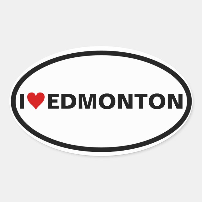 VIER I [Herz] Edmonton Ovaler Aufkleber (Vorderseite)