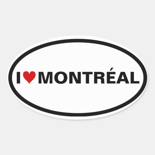 VIER I [Herz] Montréal Ovaler Aufkleber (Vorderseite)