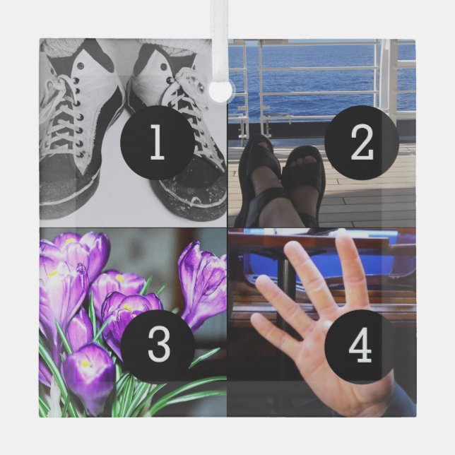 Vier Ihrer Fotos machen sich selbst den Kopf Ornament Aus Glas (Vorderseite)