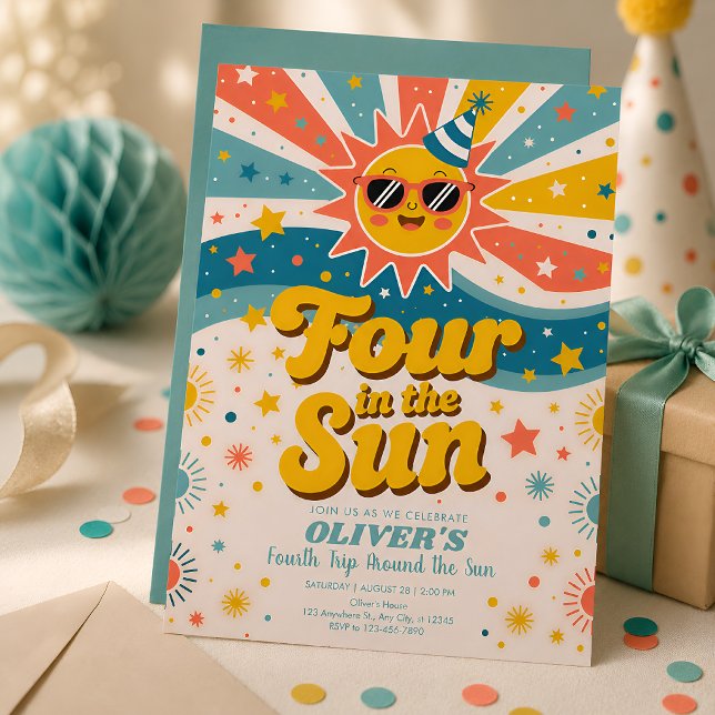 Vier im Sonnenschein 4. Geburtstag Einladung (Von Creator hochgeladen)