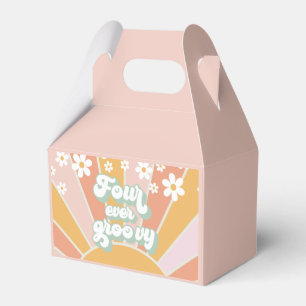 Vier immer groovy Retro-Sonnenschein-Gänseblümchen Geschenkschachtel