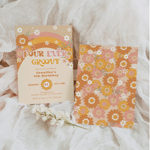 Vier immer großartige Retro-Geburtstagsfeier Einladung