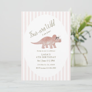 Vier-immer Wilder Dinosaurier-Geburtstag Einladung