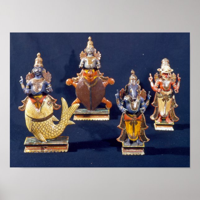 Vier Inkarnationen von Vishnu Poster (Vorne)