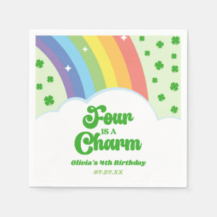Vier ist ein Charm Rainbow 4. Geburtstag Party Serviette
