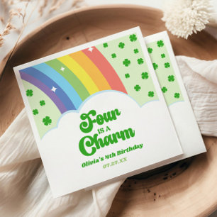 Vier ist ein Charme Regenbogen 4. Geburtstagsfeier Serviette