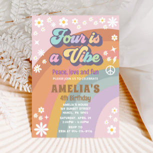 Vier ist eine lebhafte Einladung zum Geburtstag