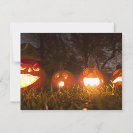 Vier Jack-o'-Lanterns zu Halloween Postkarte