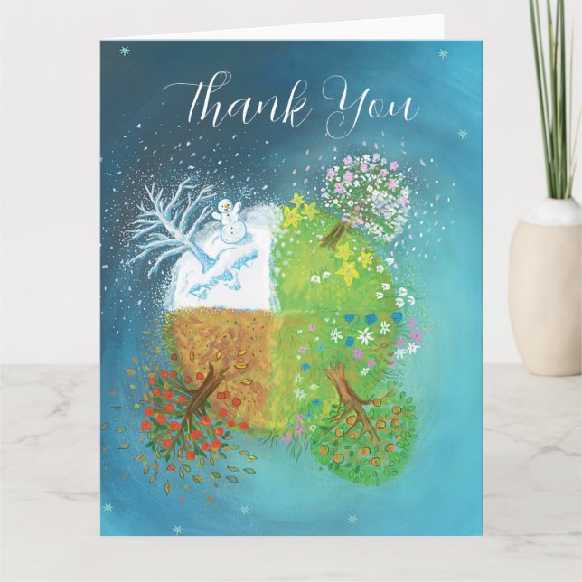 Vier Jahreszeiten auf Erden Dankeskarte (Vorderseite)