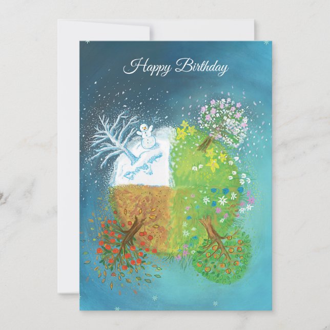 Vier Jahreszeiten auf Erden Einladung (Vorderseite)