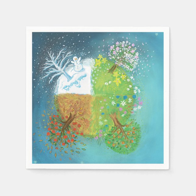 Vier Jahreszeiten auf Erden Serviette (Vorderseite)