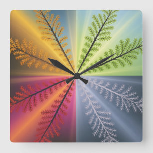 Vier Jahreszeiten Baum Abstract Quadratische Wanduhr