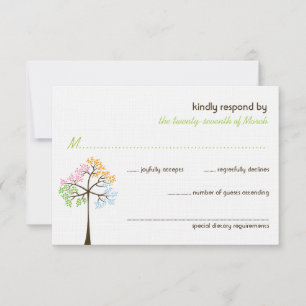 Vier Jahreszeiten Bäume Naturwald Hochzeit RSVP Ka Karte