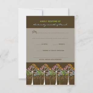 Vier Jahreszeiten Bäume Naturwald Hochzeit RSVP Ka Karte