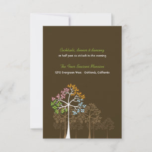 Vier Jahreszeiten Bäume Wald Hochzeitsempfang Kart Einladung