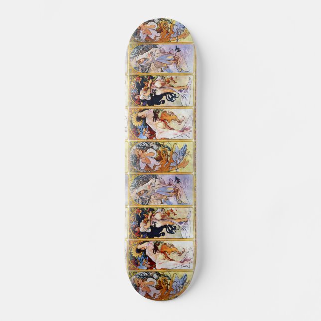 Vier Jahreszeiten durch Alphonse Mucha 1895 Skateboard (Vorderseite)