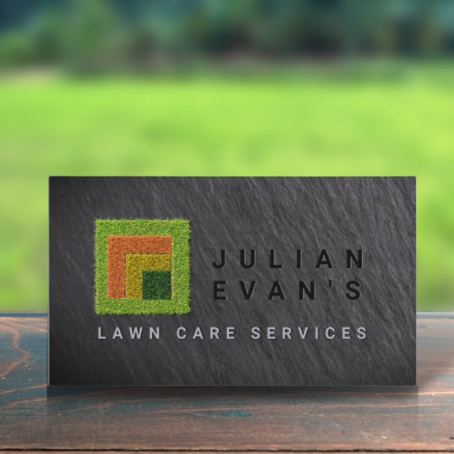 Vier-Jahreszeiten-Grass-Logo für die Rasenpflege Visitenkarte (Lawn Care Services Four Seasons Grass Logo Business Card)