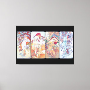Vier Jahreszeiten, Mucha Imitate Canvas Print Leinwanddruck