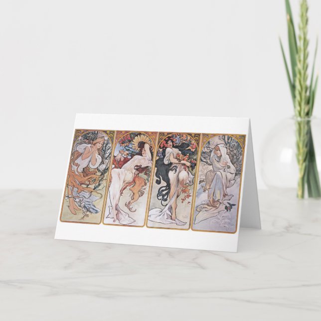 Vier Jahreszeiten, Mucha Karte (Vorderseite)