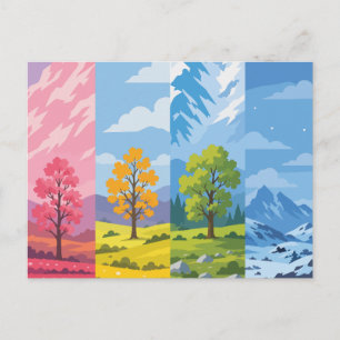 Vier Jahreszeiten Natur Landschaft Panel Kunstpost Postkarte