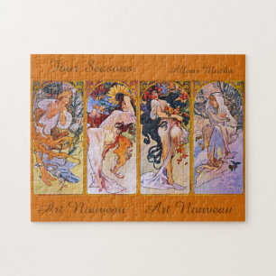 Vier Jahreszeiten von Alfons Mucha Puzzle