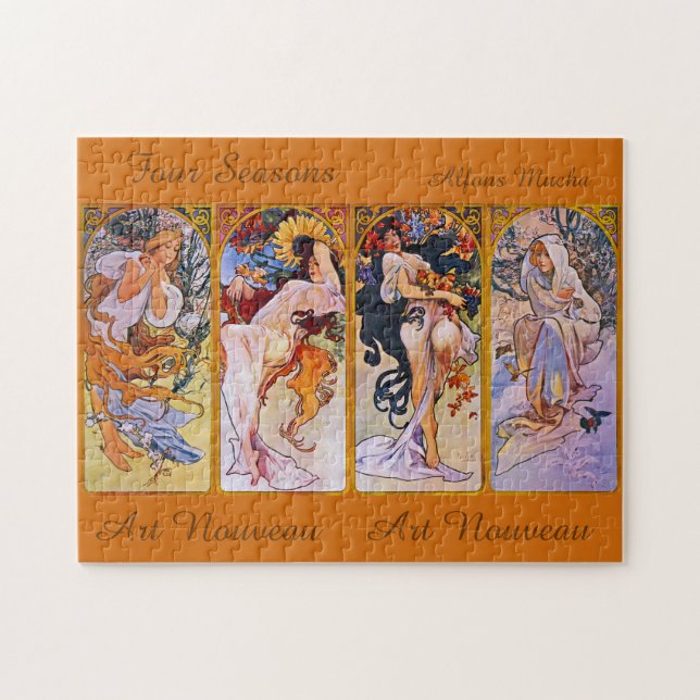 Vier Jahreszeiten von Alfons Mucha Puzzle (Horizontal)