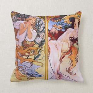 Vier Jahreszeiten von Alphonse Mucha 1895 Kissen