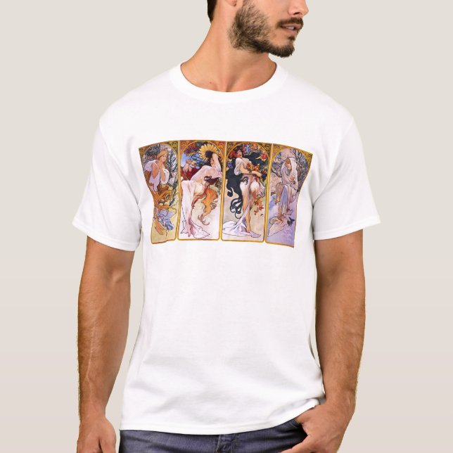 Vier Jahreszeiten von Alphonse Mucha T-Shirt (Vorderseite)