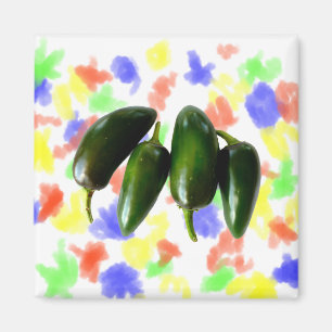 Vier Jalapeno-Paprikaschoten-grüne Fotografie Magnet