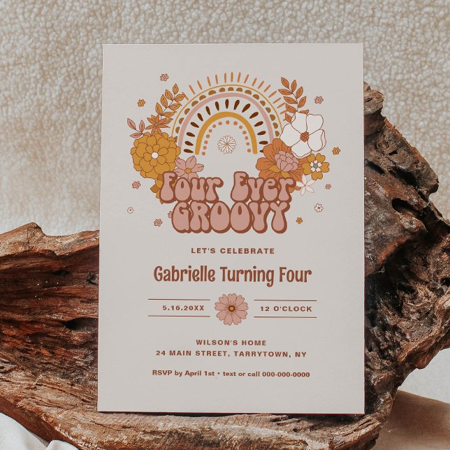 Vier je Groovy zum Geburtstag Einladung (Von Creator hochgeladen)