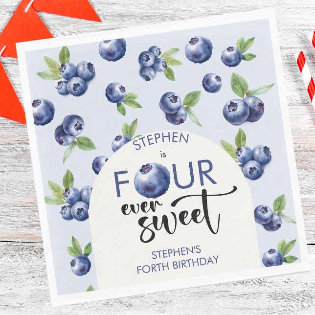 Vier je süße Heidelbeeren Kindergeburtstag Serviette (Von Creator hochgeladen)