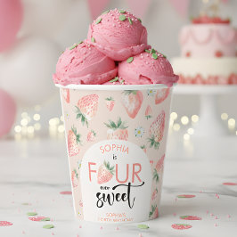 Vier jemals süße Erdbeeren-Kindergeburtstag Pappbecher