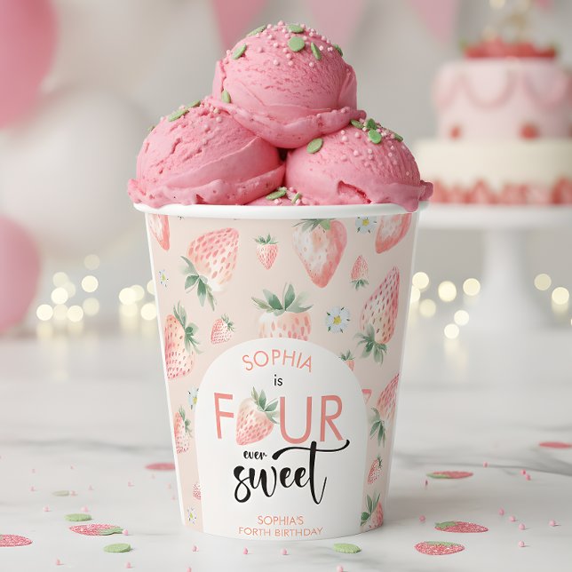Vier jemals süße Erdbeeren-Kindergeburtstag Pappbecher (Von Creator hochgeladen)